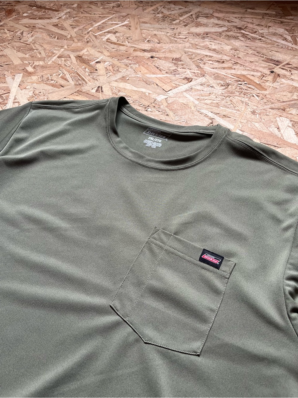 Dickies Men’s Olive Green Crew Pocket Tee-2XL